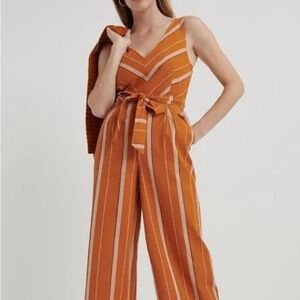 Lucky Brand Orange Jumpsuit with Tie Waist and Wide-Leg Design 16” PTP